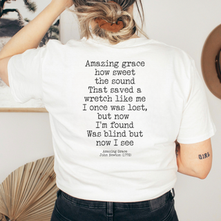 Amazing Grace Hymn Vintage Wash Tee Shirt Front and Back Design