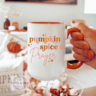 Pumpkin Spice & Prayer Fall Christian Coffee Mug