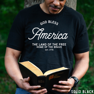 God Bless America Christian Tee Shirt in Multiple Color Options