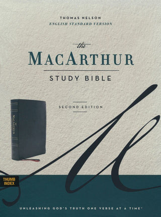 ESV MacArthur Study Bible, 2nd Edition -Black, Leathersoft - Thumb Indexed