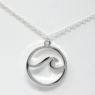 "Peace Be Still" Sterling Silver Wave Bible Reference Necklace