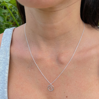 "Peace Be Still" Sterling Silver Wave Bible Reference Necklace