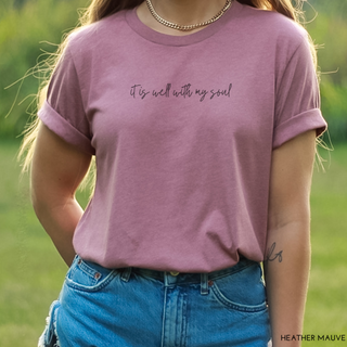 It Is Well With My Soul Hymn Vintage Wash Tee Shirt Front and Back Design