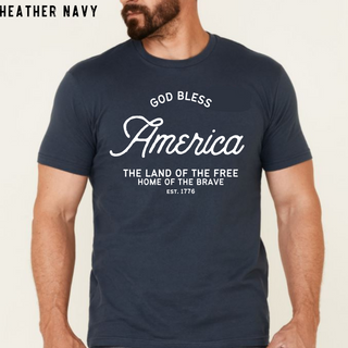 God Bless America Christian Tee Shirt in Multiple Color Options