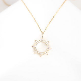 "Arise, Shine" 14k Gold Cubic Zirconia Sunshine Inspirational Isaiah Necklace