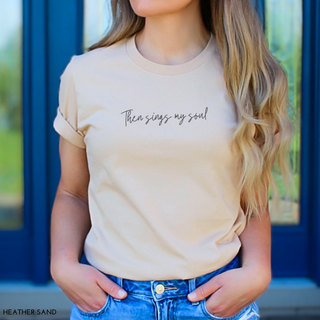 Then Sings My Soul Hymn Vintage Wash Tee Shirt Front and Back Design