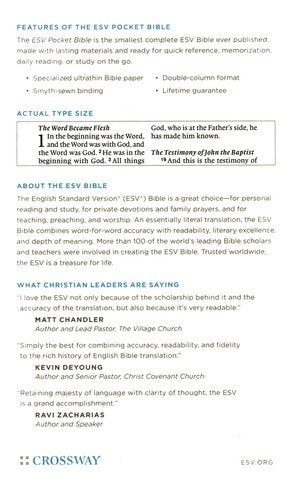 ESV Pocket Bible -Leathersoft black