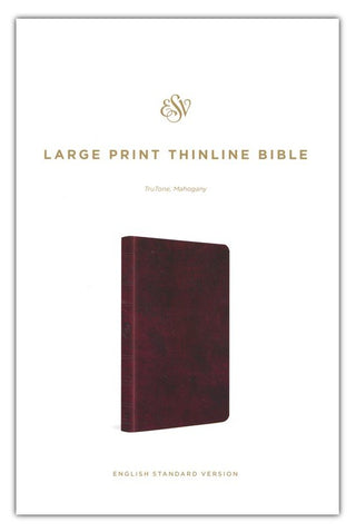 ESV Large-Print Thinline Bible--soft leather-look, mahogany