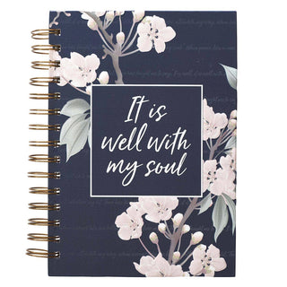 It Is Well Large Wirebound Journal in Navy