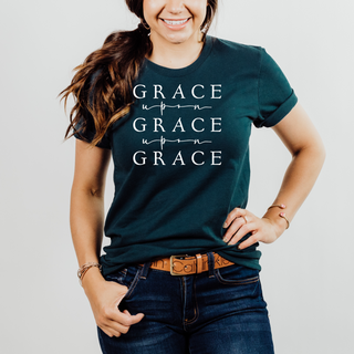 Grace Upon Grace Crew Neck T Shirt in Cool Toned Options- Naptime Faithwear