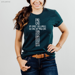 John 3:16 Cross Tee Shirt in Multiple Color Options- Naptime Faithwear