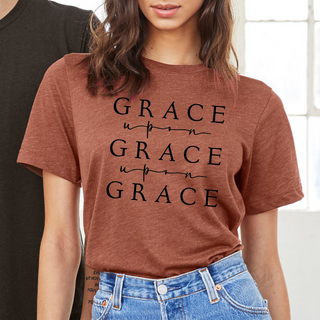 Grace Upon Grace Crew Neck Tee in Neutral/Warm Color Options- Naptime Faithwear