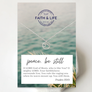 "Peace Be Still" Sterling Silver Wave Bible Reference Necklace