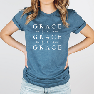 Grace Upon Grace Crew Neck T Shirt in Cool Toned Options- Naptime Faithwear