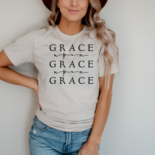 Grace Upon Grace Crew Neck Tee in Neutral/Warm Color Options- Naptime Faithwear