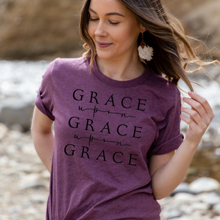 Grace Upon Grace Crew Neck T Shirt in Cool Toned Options- Naptime Faithwear