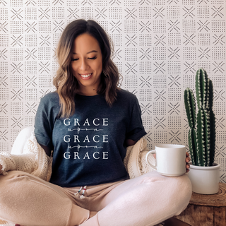 Grace Upon Grace Crew Neck T Shirt in Cool Toned Options- Naptime Faithwear