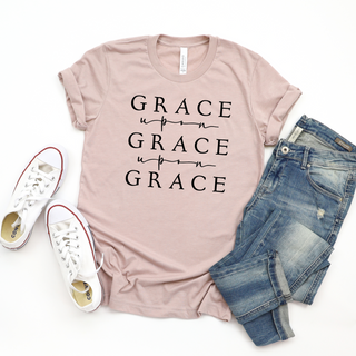 Grace Upon Grace Crew Neck Tee in Neutral/Warm Color Options- Naptime Faithwear