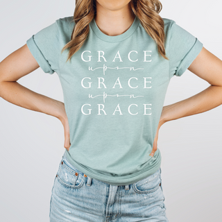 Grace Upon Grace Crew Neck T Shirt in Cool Toned Options- Naptime Faithwear