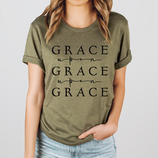 Grace Upon Grace Crew Neck Tee in Neutral/Warm Color Options- Naptime Faithwear