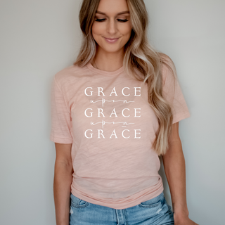 Grace Upon Grace Crew Neck Tee in Neutral/Warm Color Options- Naptime Faithwear