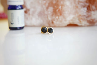 Lava Stone Diffuser Stud Earrings - Wire Wrapped