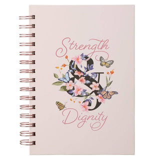 Strength & Dignity Pink Butterfly Garden Large Wirebound Journal - Proverbs 31:25