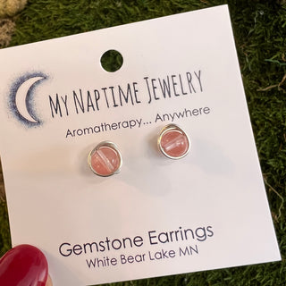 Sterling Silver Cherry Quartz Gemstone Stud Earrings