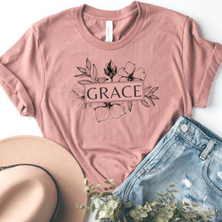 Floral Grace Tee Shirt in Multiple Color Options- Naptime Faithwear